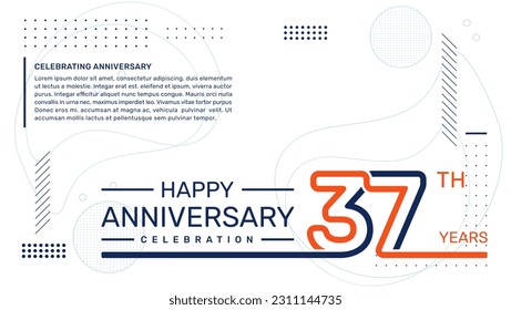 37th anniversary template design with abstract background, vector template