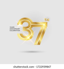 37th gold anniversary logo isolated on elegant background, vector design for celebration purposes.