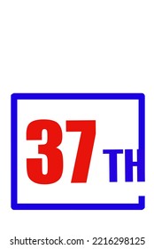 37.º número ordinal contando ilustración de arte vectorial con fuente fantástica y color rojo azul - 37 aniversario - feliz cumpleaños