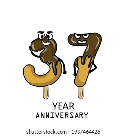 Ilustración de diseño de plantillas vectoriales de celebración del 37 aniversario