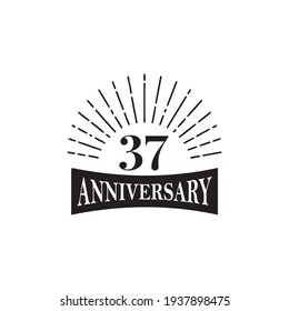 37th year anniversary emblem logo design vector template