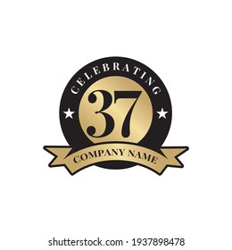 37th year anniversary emblem logo design vector template