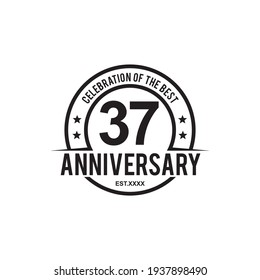 37th year anniversary emblem logo design vector template