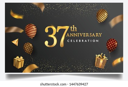 37th Years Anniversary Design Greeting Cards Stock Vector (Royalty Free ...