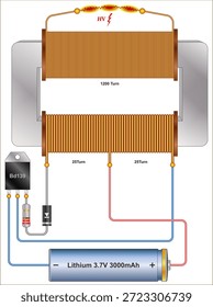 3.7V para conversor de alta tensão - Circuito gerador de alta tensão