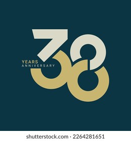 38, 38th Years Aniversario Logo, 8 cumpleaños, elemento Vector Template Design para cumpleaños, invitación, boda, jubileo e ilustración de tarjeta de saludo.