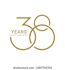 38, 38th Years Anniversary Logo, 38 birthday,  Vector Template Design element for birthday, invitation, wedding, jubilee and greeting card illustration.