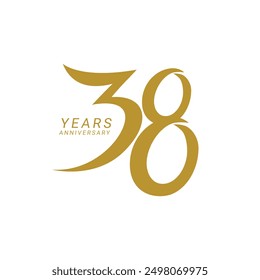 38, 38th Years Anniversary Logo, 38 birthday,  Vector Template Design element for birthday, invitation, wedding, jubilee and greeting card illustration.