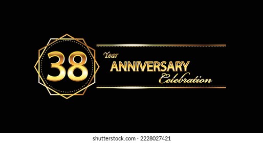 38 anniversary celebration. 38th anniversary celebration banner. 38 year anniversary celebration with hexagonal and black background.	