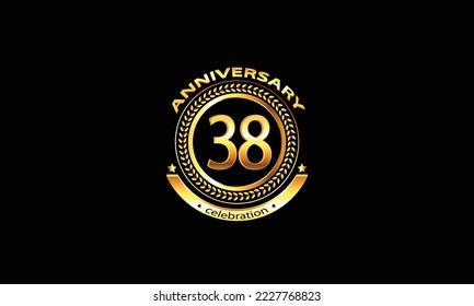 38 anniversary celebration. 38th anniversary celebration. 38 year anniversary celebration logo with black background.