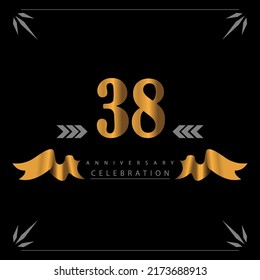 38 Anniversary celebration 3D vector template design illustration