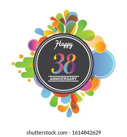 38 anniversary celebration - abstract background with icons and elements