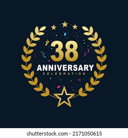 38 Anniversary celebration design, luxurious golden color 38 years Anniversary design