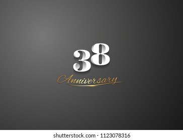 38 Anniversary elegant logotype  design, white colored isolated on black background