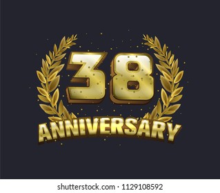 38 anniversary gold emblem logo