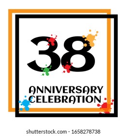 38 anniversary logo vector template. Design for banner, greeting cards or print