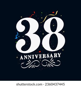 38 Anniversary luxurious Golden color 38 Years Anniversary Celebration Logo Design Template