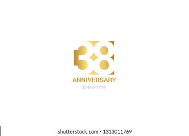 38 anniversary, minimalist logo. Tenth years, jubilee, greeting card. Birthday invitation. year sign. Gold space vector illustration on white background - Vector