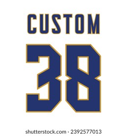 38 baseball jersey number. Editable baseball jersey number design vector. 