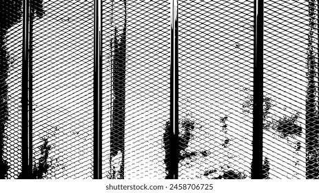 3-8. Black Dense Steel Grid Metal Fence Texture - Illustration