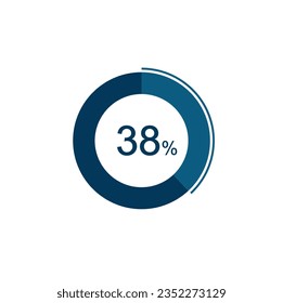 38% Circle loading icon template. 38 percent Update or loading symbol.