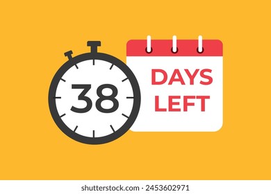 38 days to go countdown template. 38 day Countdown left days banner design. 38 Days left countdown timer