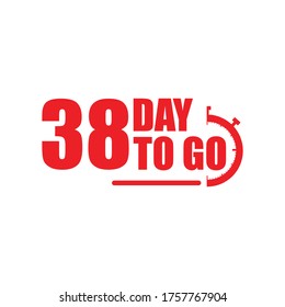 38 days to go label,sign,button. Vector stock illustration