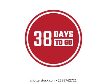 38 days to go red vector banner illustration isolated on white background