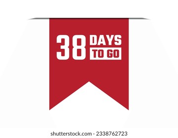 38 days to go red vector banner illustration isolated on white background