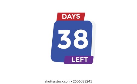 38 days left Countdown number banner templates. time icon. Vector Illustration 
