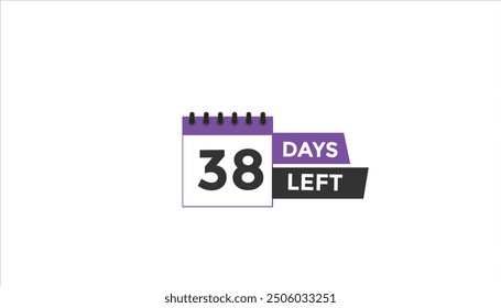 38 days left Countdown number banner templates. time icon. Vector Illustration 
