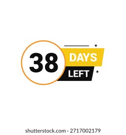 38 dias restantes Contagem regressiva número banner modelos tempo ícone vetor design