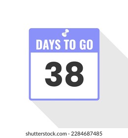 38 Days Left Countdown sales icon. 38 days left to go Promotional banner