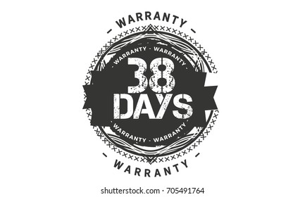 38 days warranty icon vintage rubber stamp guarantee