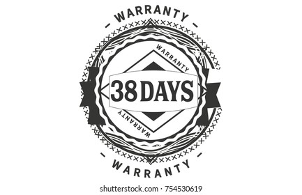 38 days warranty icon vintage rubber stamp guarantee