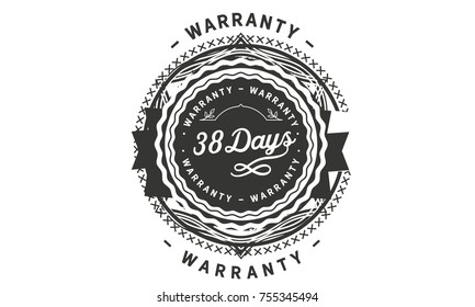 38 days warranty icon vintage rubber stamp guarantee