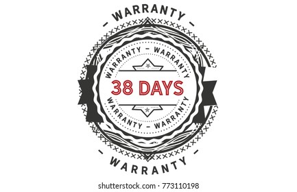 38 days warranty icon vintage rubber stamp guarantee