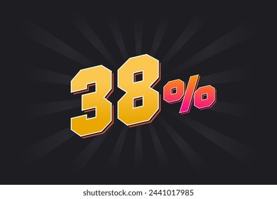 38% discount banner with dark background and yellow text. 38 percent sales promotional design.