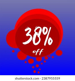 38% discount bubbles icon, percentage red blue and white