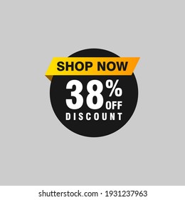 38 descuento, distintivos de vectores de venta para etiquetas, , pegatinas, banners, etiquetas, etiquetas, etiquetas web, nueva oferta. Banner de signo de origami de descuento