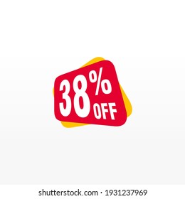 38 Rabatt, Vektor-Abzeichen für Labels, , Aufkleber, Banner, Tags, Web-Aufkleber, Neues Angebot. Discount-Origami-Zeichenbanner
