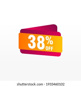 38 discount, Sales Vector badges for Labels, , Stickers, Banners, Tags, Web Stickers, New offer. Discount origami sign banner