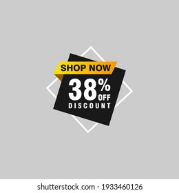 38 discount, Sales Vector badges for Labels, , Stickers, Banners, Tags, Web Stickers, New offer. Discount origami sign banner