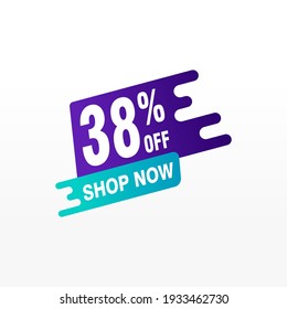 38 descuento, distintivos de vectores de venta para etiquetas, , pegatinas, banners, etiquetas, etiquetas, etiquetas web, nueva oferta. Banner de signo de origami de descuento
