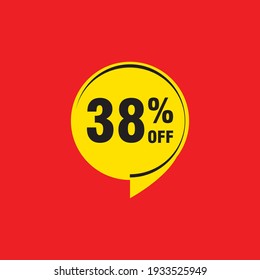 38 Rabatt, Vektor-Abzeichen für Labels, , Aufkleber, Banner, Tags, Web-Aufkleber, Neues Angebot. Discount-Origami-Zeichenbanner