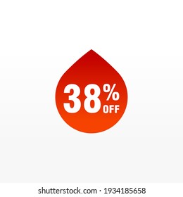 38 descuento, distintivos de vectores de venta para etiquetas, , pegatinas, banners, etiquetas, etiquetas, etiquetas web, nueva oferta. Banner de signo de origami de descuento