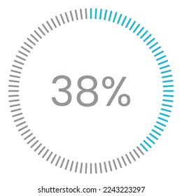 38% Loading. 38% circle diagrams Infographics vector, 38 Percentage ready to use for web design ux-ui