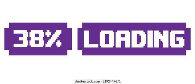 38% Loading vector art illustration percentage counter sign label with fantastic font and purple white color