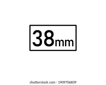 38 millimeters icon vector illustration, 38 mm size