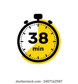 38 Minutes Analog Clock Icon white background design.